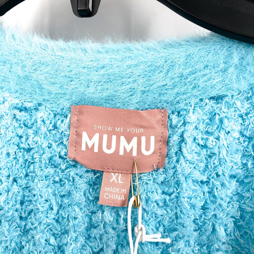 SHOW ME YOUR MUMU Women's Clemmie Cardigan XL Highlighter Blue Jewels NWT - Picture 10 of 12